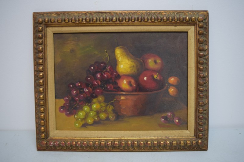 + Framed Oil Painting "Still Life" Signed: Frank Lean + 20 1/4" x 16 1/4" (JC52)