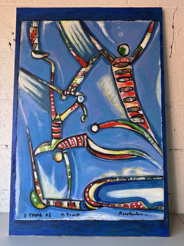 Vicente Fabre “Acrobatas” 2008 Acrylic on Canvas Modern Latin Abstract Art