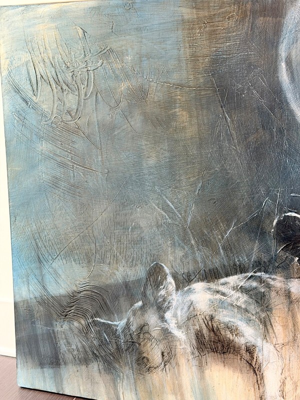 A.E. London Original Oil Painting (72" x 36") "Hill of Dreams" African Wild Dogs gallery
