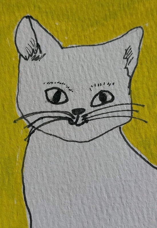 ACEO ORIGINAL «Cat Cats Kitten» Artist GAT – ATC Art Card Painting Signed