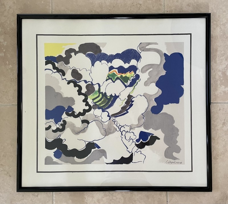Maurice Wyckaert, Belgian Artist. Lithography on Silk. Signed. Framed.
