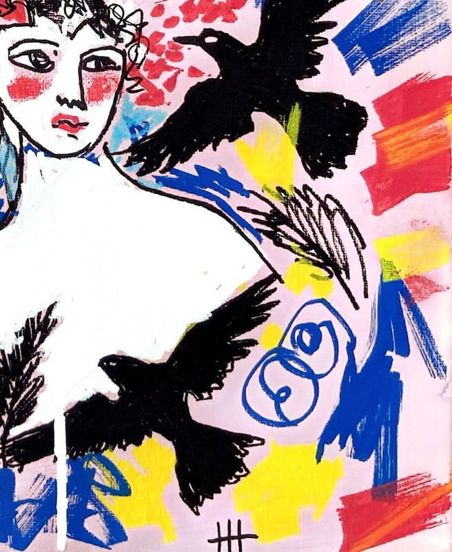 Hand Painted Portrait Expressionist Acrylic 11x14 Canvas, Holly Hammond gallery