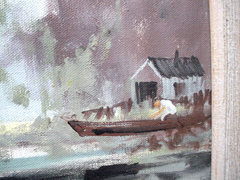 Orig Colette Pope Heldner "Swamp Idyll" Oil Painting 30-1/2" x 14-1/2" gallery