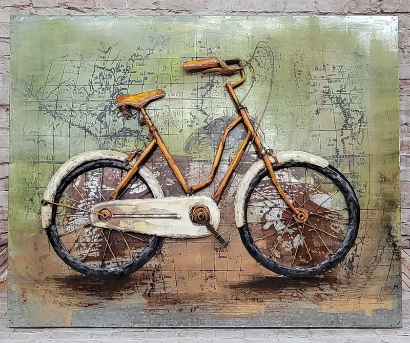 Metal Vintage Bicycle 3D Wall Decor for Garage Office or Workshop Display