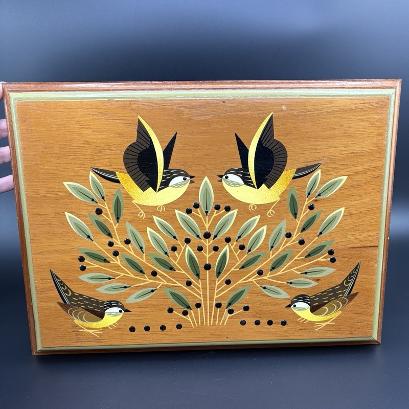 Original Painting On Wood Birds Folk Art MCM Alejandro Hidalgo Style