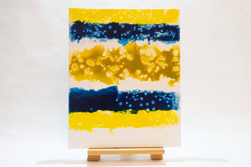Blue Yellow Stripe Abstract Painting Color Field Original Art gallery
