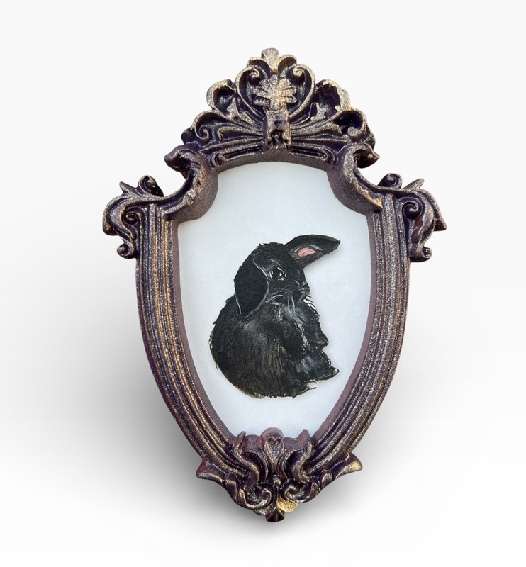 Bunny Rabbit mini watercolor animal print • vintage ornate frame