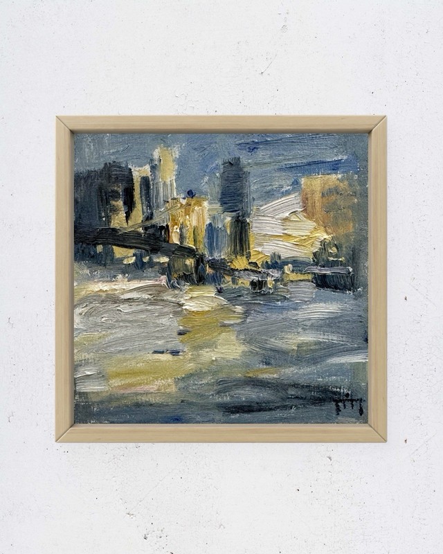 New York No. 10 6×6 Original Oil Painting Impressionist Landscape Wall Decor