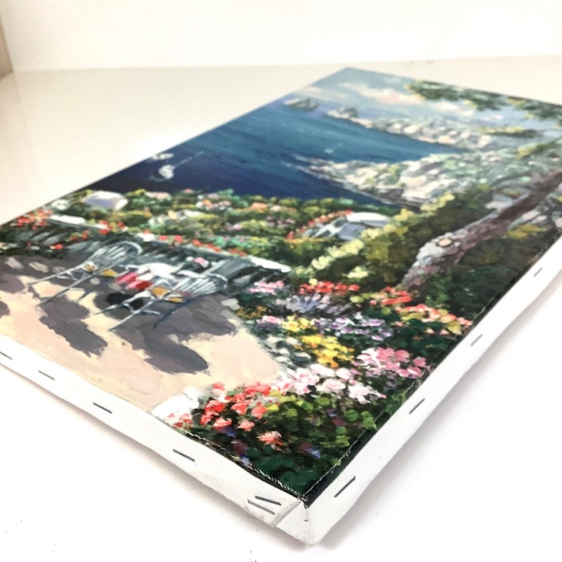 S Sam Park Embellished Giclee Serigraph on Canvas Bright Colorful Coastal Scene gallery