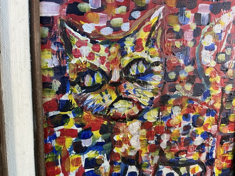 Jack Larson “The Zombie Painter” 8x10 Acrylic On Canvas Cat Study - 10￼ gallery