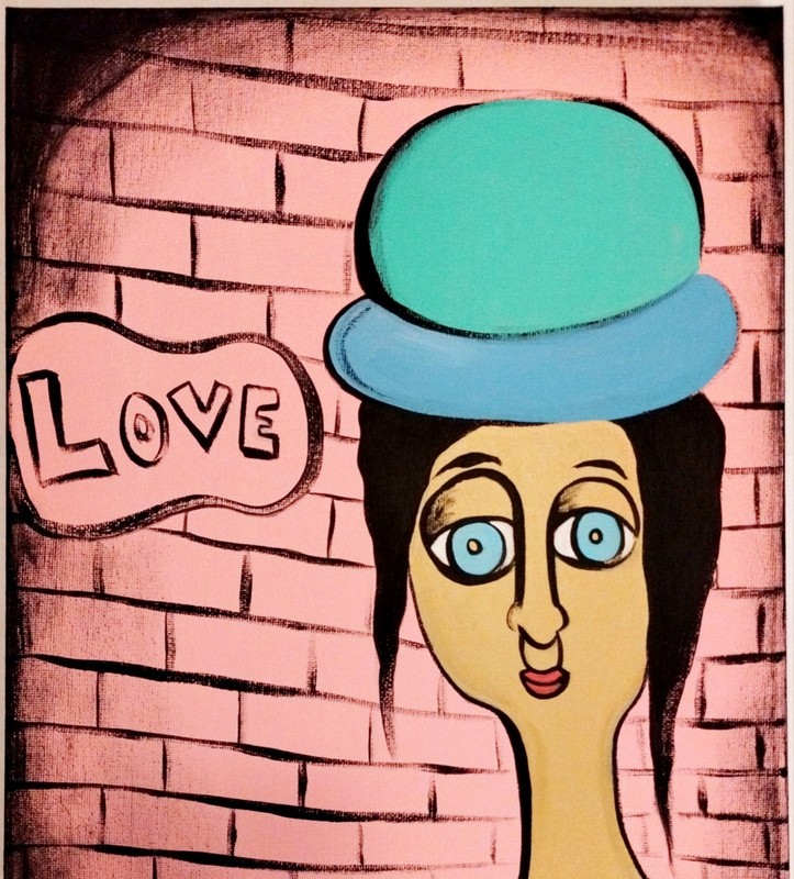 PINK LOVE POP EXPRESSIONISM PAINTING STRETCHED CANVAS..11 X 14 BY: JORDO gallery