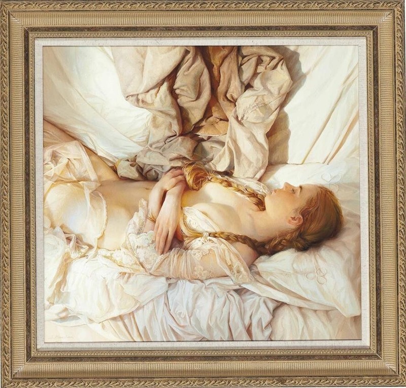 Handmade Original Oil painting female art women girl on Canvas 30X30″
