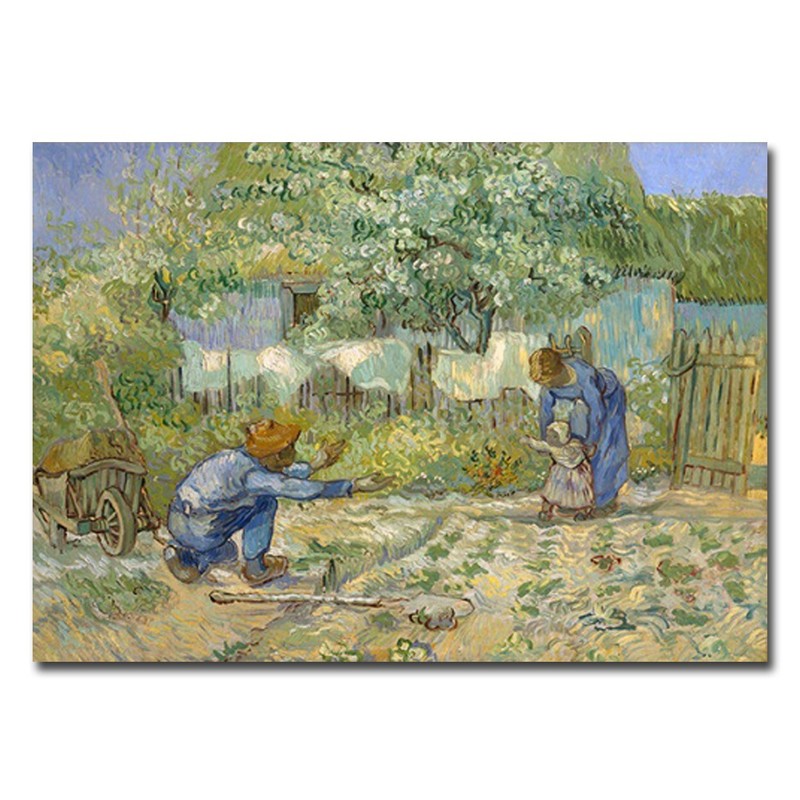 First Steps After Millet by Vincent Van Gogh Canvas Giclee Art (12 in x 16 in)