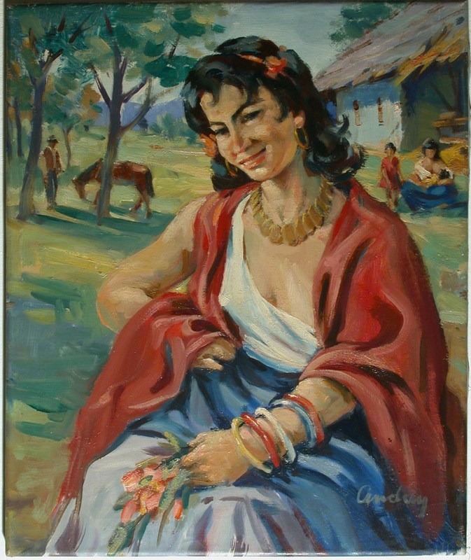 Portrait of a Gypsy woman – illegibly signed – ????ay