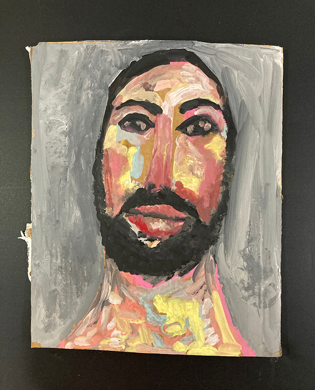 Original Portrait Painting Painterly Manly Man Cave Art Beard Great Outdoors
