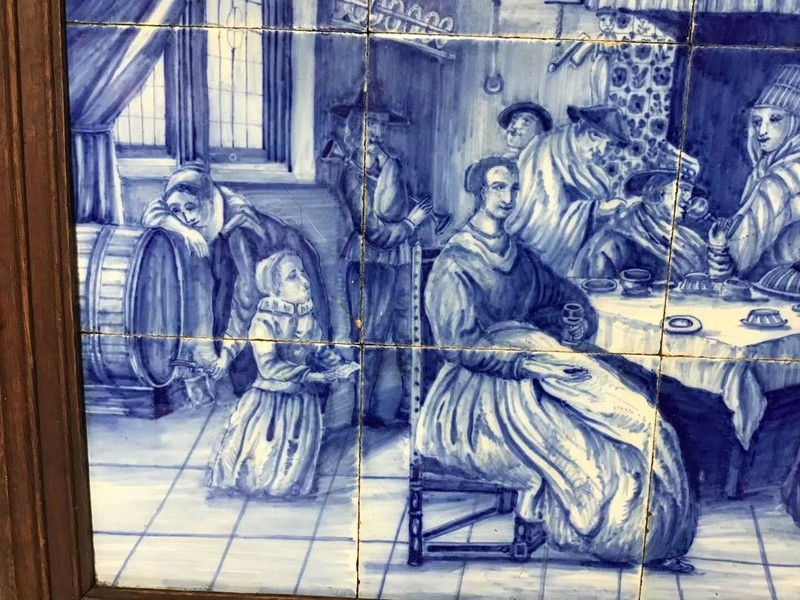 ANTIQUE CIRCA 19TH CENTURY 12 DELIG TEGELTABLEAU FAMOUS PAINTING SIGNED gallery