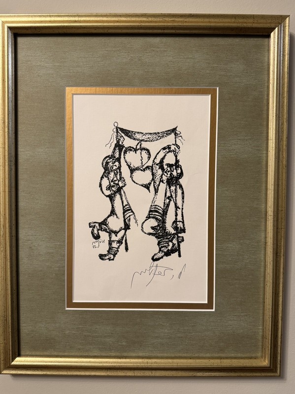 MOSHE BERNSTEIN (1920-2006), Ink on Paper, Best wishes from My Heart, Signed