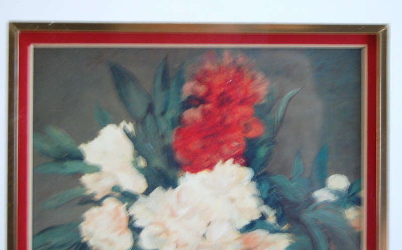 VTG FRAMED MATTED EDOUARD MANET 'S "VASE OF PEONIES ON A SMALL PEDESTAL (1864) gallery