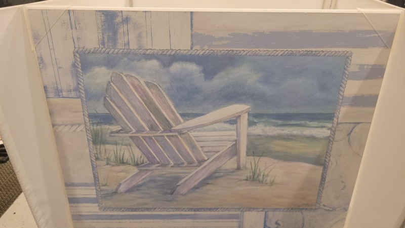 19 In. X 15 In. «White Adirondack Chair on the Beach Painting» by Artist Main L