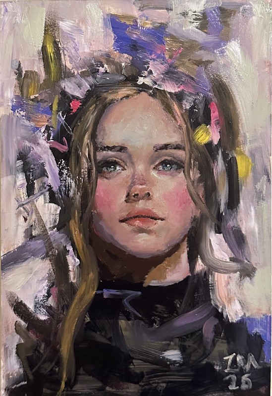 Original Contemporary Oil Painting – Portrait of Woman on Panel, Ready to Hang