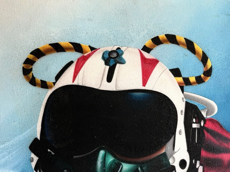 Vintage 1995 Airbrush Fighter Jet Pilot Portrait - Signed Original gallery