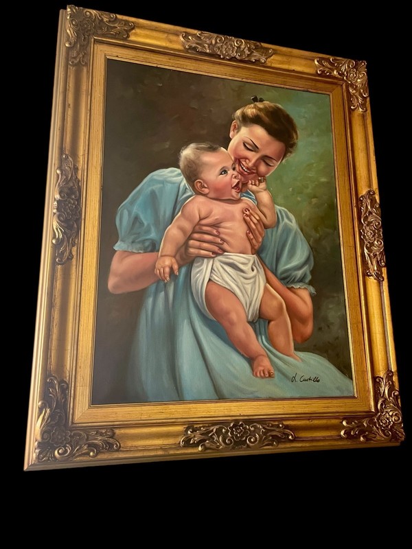oil painting on canvas Spanish painter Castillo, «happiness between your fing…