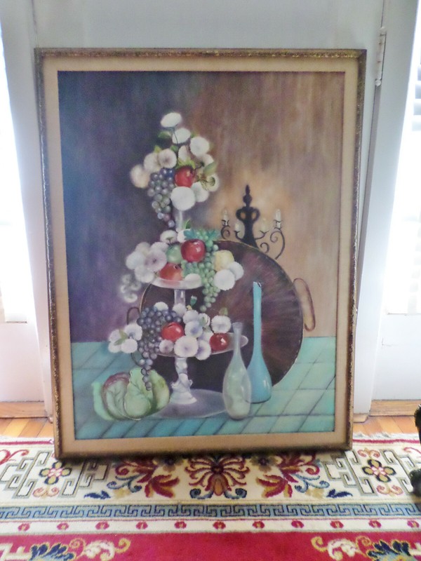 1950s Mid Century Modern Impressionism Still Life Oil Painting Framed 44.5 x 34 gallery
