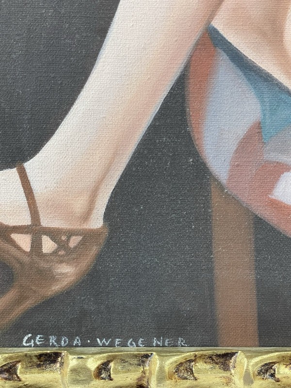 Gerda Wegener Oil On Canvas (Handmade) signed and stamped gallery