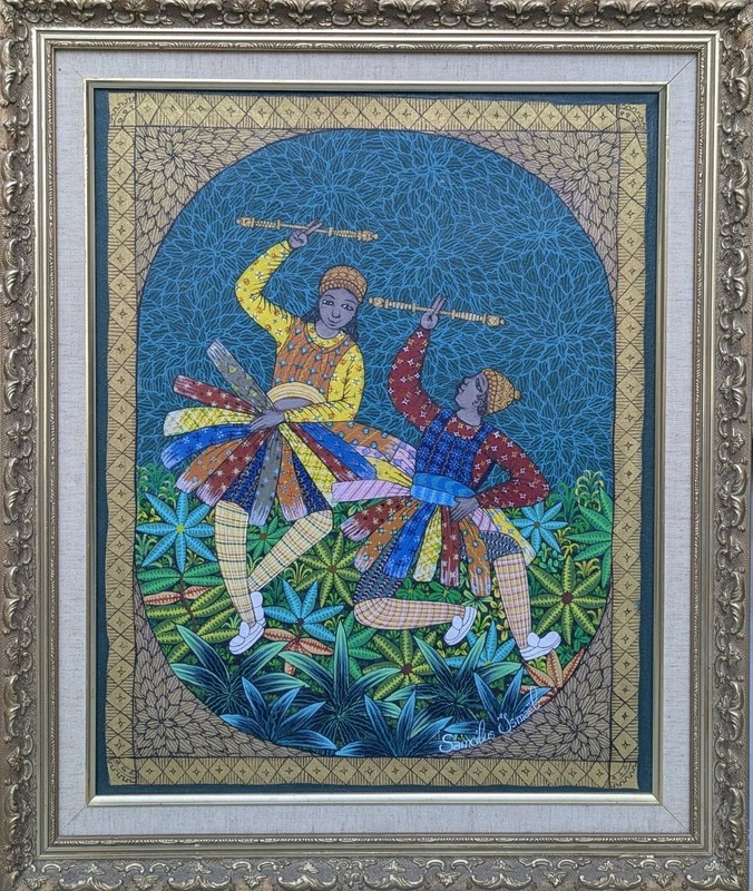 Vintage Folk Art Dance Painting – Rara Procession | Global Culture | Framed 2016