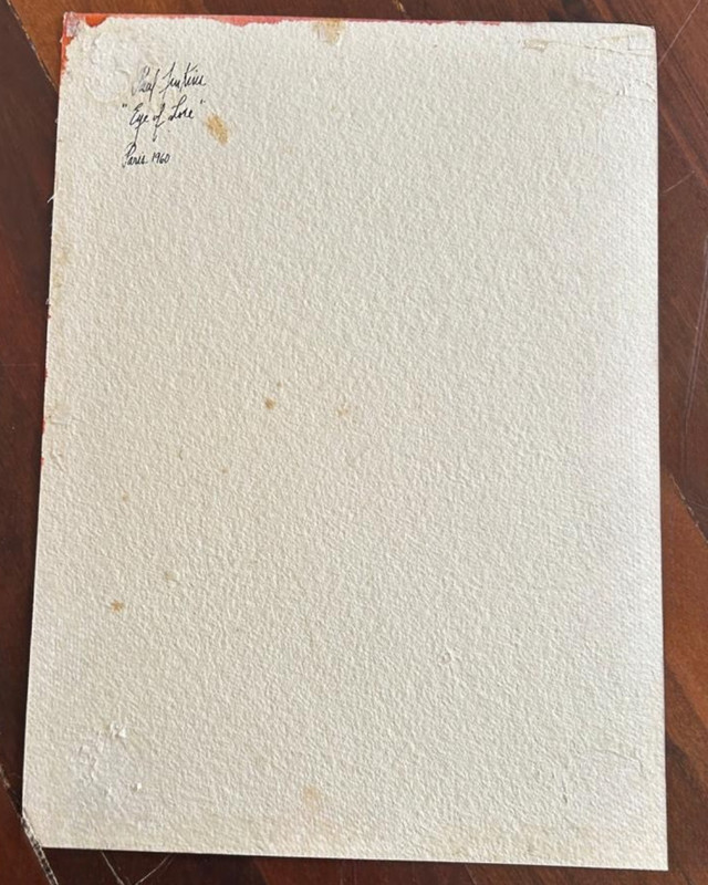 Paul Jenkins “Eye of Love” Watercolor on Paper, Signed Front & Verso, Paris 1960 gallery