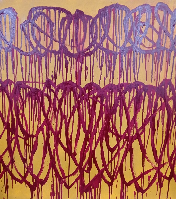 CY TWOMBLY PAINTER AMERICAN CIRCA 2002 LARGE PAINTING FREE SHIPPING gallery