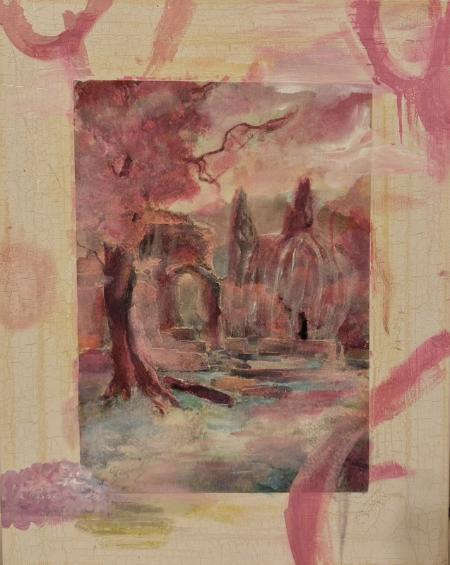 Original Oil Painting “Pink Exhale” Landscape 18x14in canvas