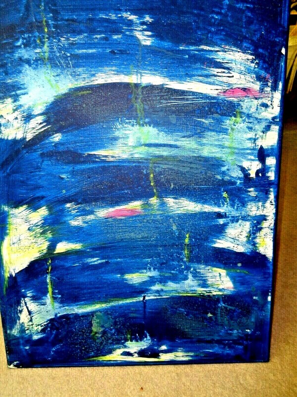 Set of 2 Original Multi Color Acrylic Canvas Painting 18 X 24″Blue Tones SALE,