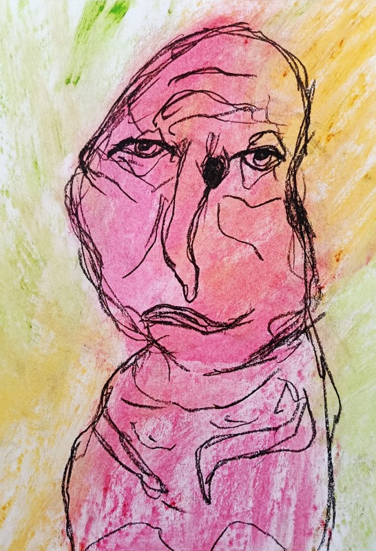 Painting Portrait – Abstract Modern Art – Oil Chalk A4 Paper – Modern Art