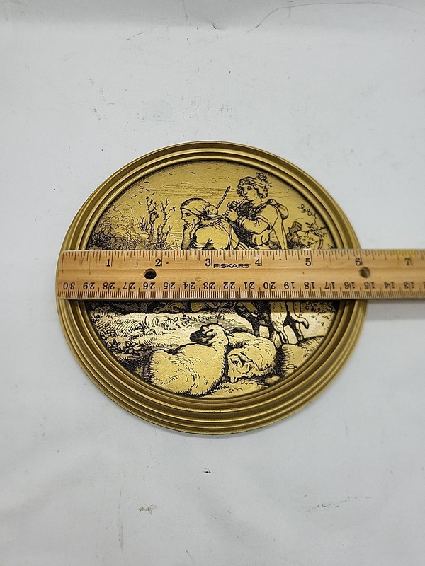 Vtg. Small Decorative Art 17th Century Inspired Etched French Pastoral Scene gallery