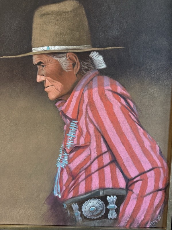 “Navajo Man” Jazz Signed Original Oil On Canvas Painting Framed 30x24” gallery