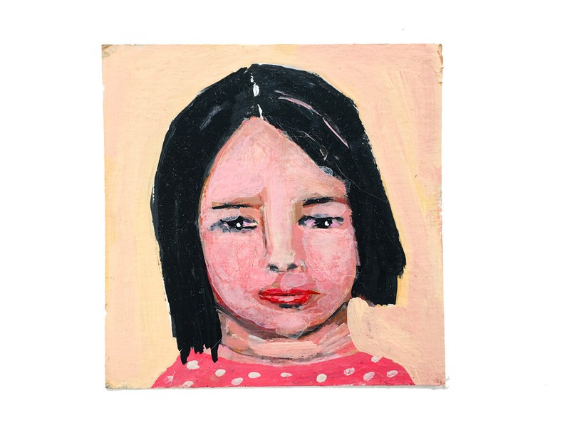 Miniature Acrylic Unique Woman Portrait Painting Original 4x4 Art Miz Katie gallery