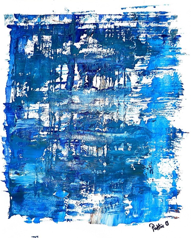 Tidal Blues Contemporary Abstract Fine Art Painting 14X11 Gallery Paper Signed gallery
