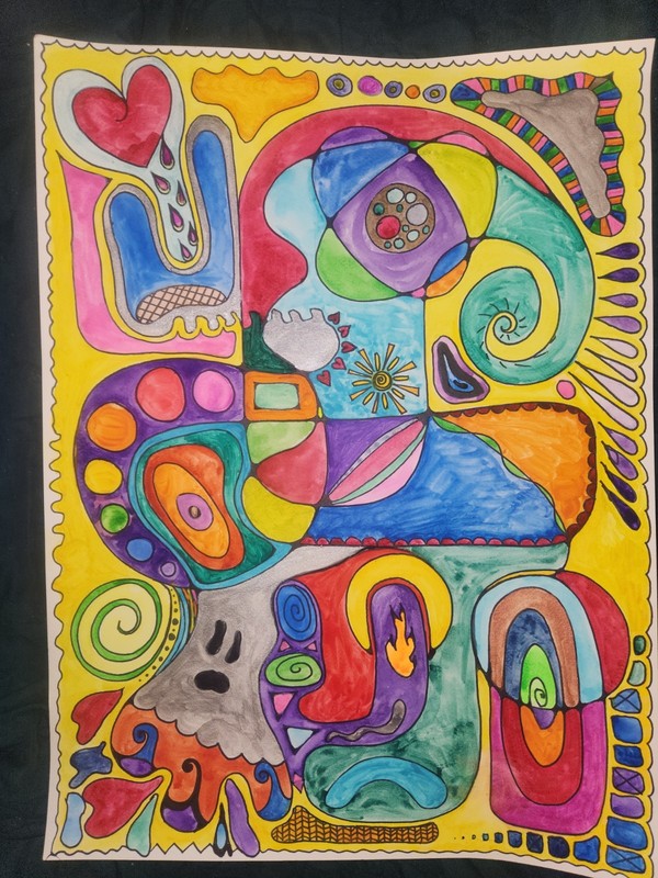 Ghost Face Killah- Original Abstract Watercolor W/ Ink Details, Unframed, 18x24" gallery