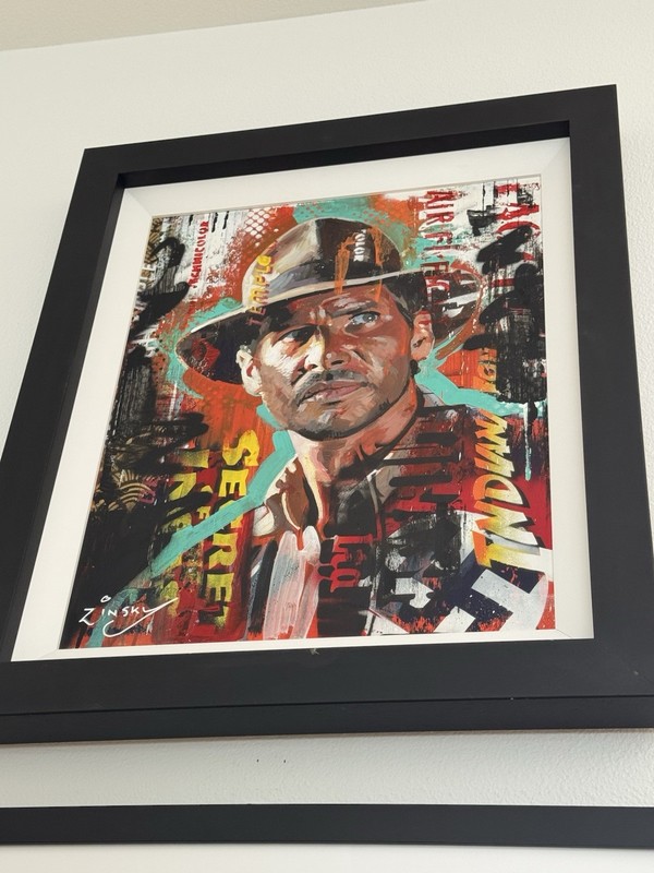 Original Oil Painting Indiana Jones II – Signed by Zinsky – 19x25 w/ COA gallery