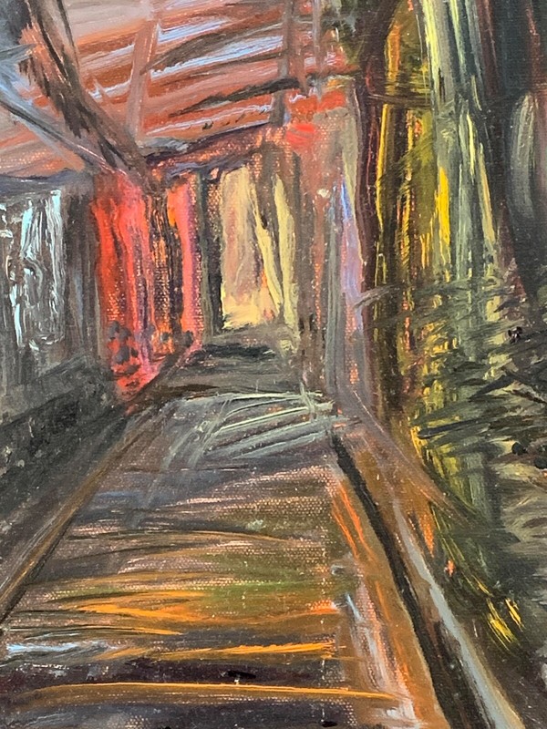 SUBWAY ADVENTURE Arthur Robins Original OIL Painting cityscape New York Subway gallery