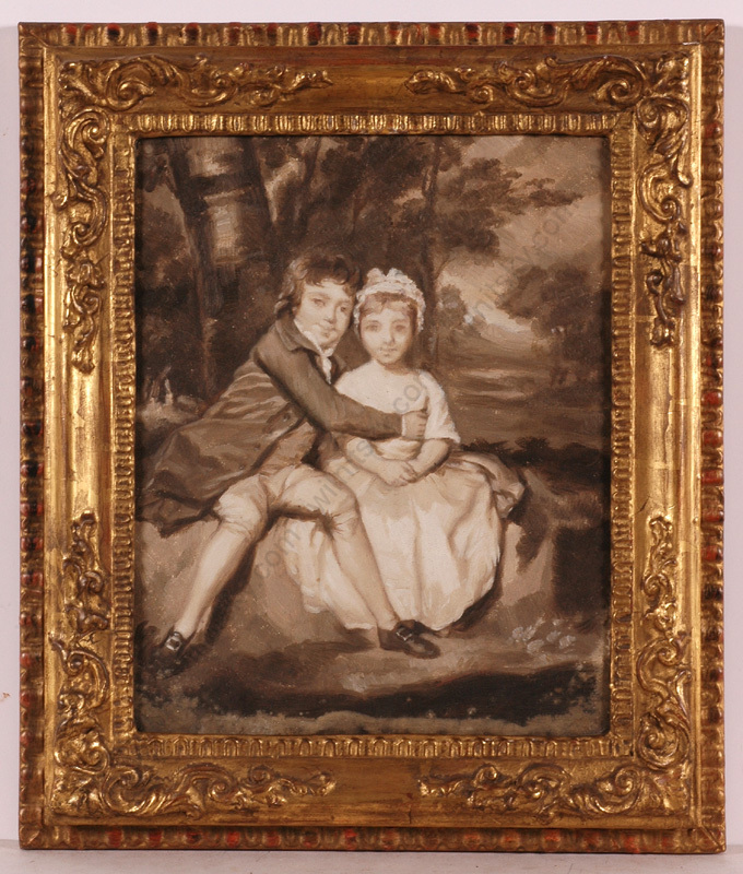 Sir Joshua Reynolds-Follower «John and Theresa Parker» Oil Painting Late 18th c.