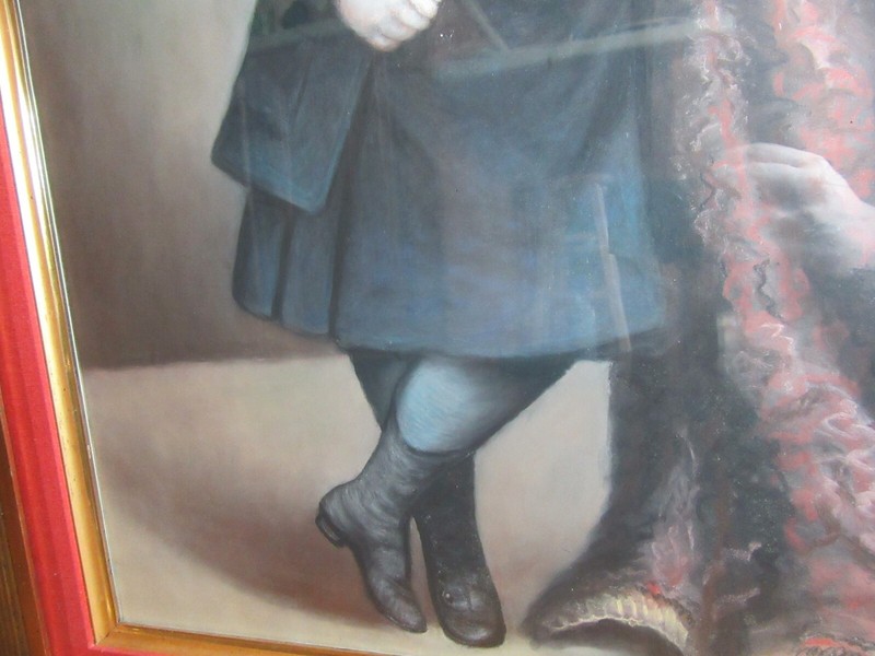 19th Century Large Pastel Portrait Painting, Mary Catherine Weimer Id'd w/ Photo gallery
