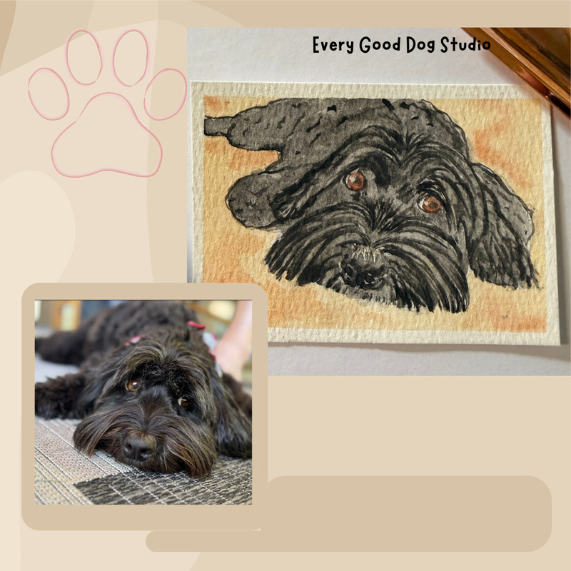 Custom Pet Portrait Watercolor ACEO Hand-Painted from Your Photo | 2.5 X3.5 gallery