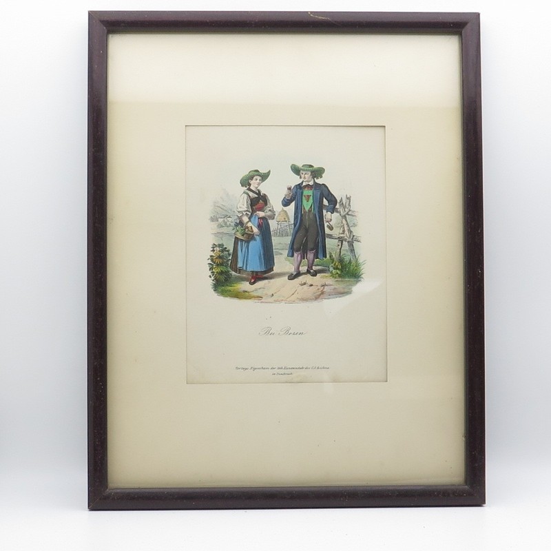 ANTIQUE End XIX Hand-Colored Lithograph Bei Bozen Tyrol C.A. Czichna