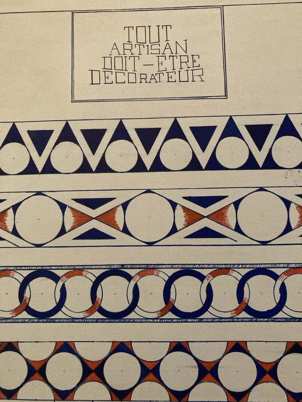 Painting Gouache Geometric Pattern Artisan Ancient 1950 Abstract