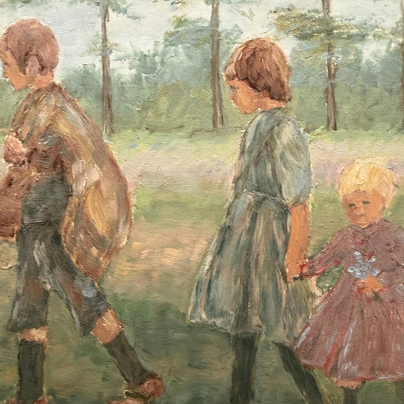 Authentic Still Life Oil Painting "Three Children" Classic Art gallery
