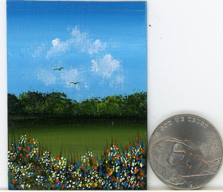 ORIGINAL 2×1.5 Acrylic English Countryside Art Landscape Flowers Painting HYMES