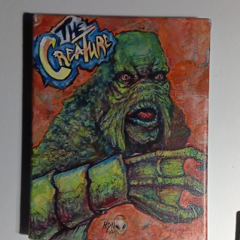 My Dying Muse «The Creature» OOAK Original Signed Pop Art Horror Painting