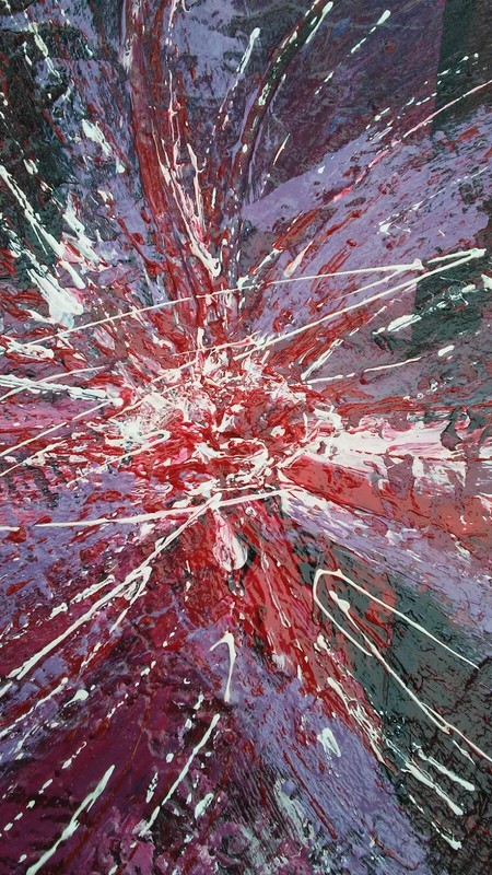 Red White Purple Burst Painting Wall Hanging 10" x 8" by DelMarq gallery